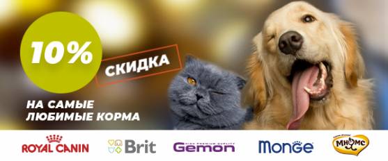 Черная пятница: -10% на Royal Canin, Gemon, Brit, Monge, Мнямс