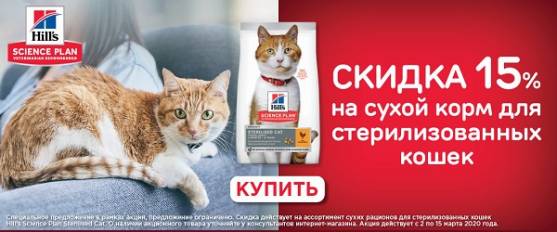 Скидка 15% на большие мешки Hill's для кошек