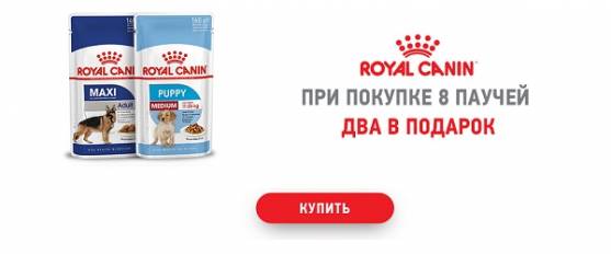 При покупке 8 паучей Royal Canin - 2 пауча в подарок!