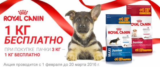 Royal Canin для щенков: 3+1 кг в ПОДАРОК!