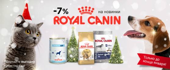 -7% на новинки Royal Canin!
