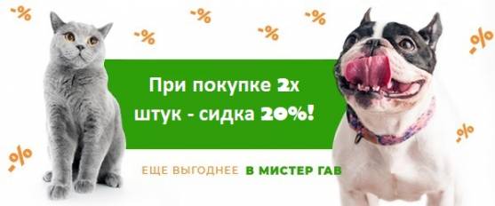 Скидка 20% на лакомства и наполнители!