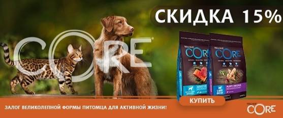 Скидка 15% на корм Wellness Core