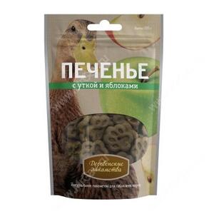 Деревенские лакомства печенье с уткой и яблоками, 100 г