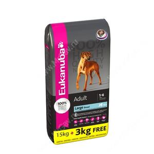 Eukanuba Adult Large Breed (Курица), 15 кг + 3 кг В ПОДАРОК