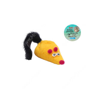 Игрушка для кошек GoSi Мышка с пищалкой, желтая