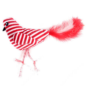 Игрушка для кошек Petpark Птичка с перьями, красно-белая, 25 см