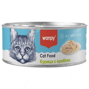 Консервы для кошек Wanpy Cat Курица с крабом, 95 г