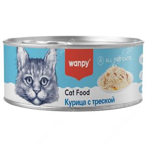 Консервы для кошек Wanpy Cat Курица с треской, 95 г