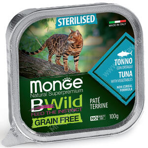 Консервы Monge Cat Bwild Grain Free для взрослых стерилизованных кошек (Тунец)