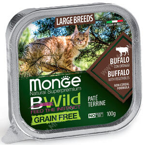 Консервы Monge Cat Bwild Grain Free для взрослых кошек крупных пород (Буйвол)