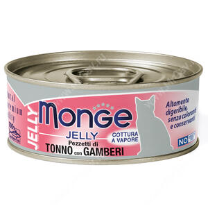 Консервы Monge jelly Adult cat с желтоперым тунцом и креветками, 80 г