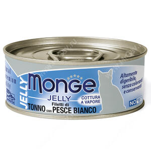 Консервы Monge jelly Adult cat с желтоперым тунцом и белой рыбой, 80 г