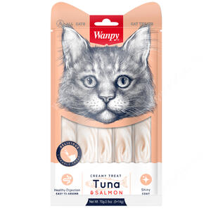 Лакомство для кошек Wanpy Cat нежное пюре из тунца и лосося, 70 г