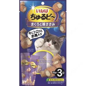 Лакомство INABA Churu Bee для кошек запеченные трубочки с тунцом магуро и запеченным куриным филе, 3 шт
