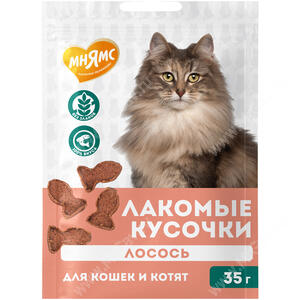 Лакомство Мнямс Ассорти для кошек и котят Кусочки из лосося, 35 г