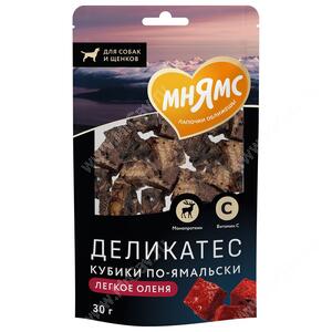 Лакомство Мнямс для собак, Кубики по-ямальски из легкого северного оленя, 30 г