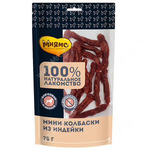 Лакомство Мнямс для собак Мини-колбаски из индейки, 75 г
