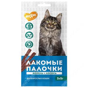 Лакомство Мнямс Лакомые палочки для кошек, форель и лосось, 3х5 г