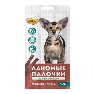 Лакомство Мнямс Pro Pet палочки для кошек с говядиной и печенью, 13,5 см, 3 шт.