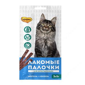 Лакомство Мнямс Pro Pet палочки для кошек с форелью и лососем, 13,5 см, 3 шт.