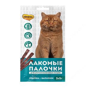 Лакомство Мнямс Pro Pet палочки для стерилизованных кошек с цыпленком и индейкой, 13,5 см, 3 шт.