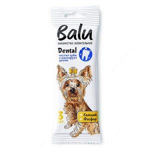 Лакомство жевательное Balu для собак, с кальцием и фосфором, 36 г