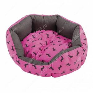 Лежак Ferplast Domino, 50 см*40 см*18 см, розовый с собачками