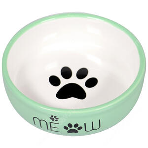 Миска Mr.Kranch керамическая для кошек Meow, зеленая, 380 мл