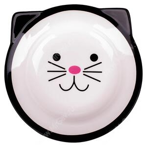 Миска Mr.Kranch керамическая для кошек Кошачья мордочка, черная, 150 мл