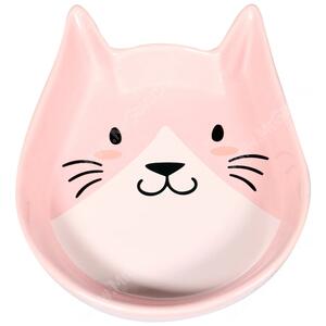 Миска Mr.Kranch керамическая для кошек Кошачья мордочка, розовая, 250 мл