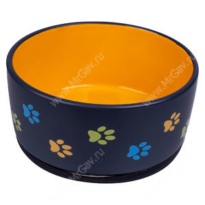 Миска Mr.Kranch керамическая для собак, черная с оранжевым, 1 л