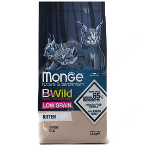 Monge Cat Bwild Low Grain для котят (Гусь), 1,5 кг