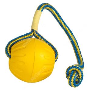 Мяч из вспененной резины на веревке StarMark Swing&Fling Fetch Ball, большой, желтый
