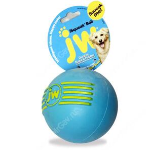 Мячик с пищалкой iSqueak Ball из каучука, средний, голубой