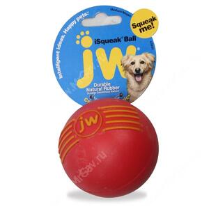 Мячик с пищалкой iSqueak Ball из каучука, средний, красный