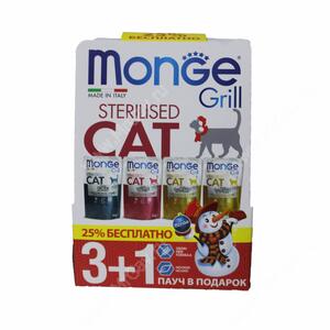 Новогодний набор для стерилизованных кошек Monge Grill 3+1
