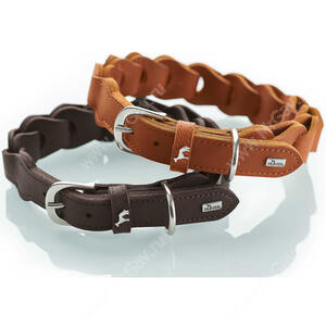 Ошейник кожаный Hunter Solid Education Chain, 34-42 см, 35 мм, коньячный