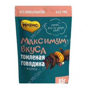 Пауч для собак Мнямс Максимум вкуса, томленая говядина в соусе, 85 г