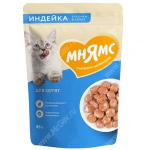 Пауч функциональный Мнямс для котят, индейка в соусе, 85 г