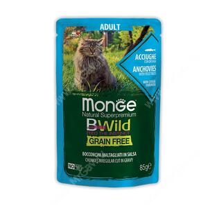 Пауч Monge Cat Bwild Grain Free для взрослых кошек (Анчоус), 85 г