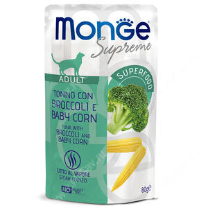 Пауч Monge Supreme Adult для взрослых кошек с брокколи и мини-кукурузой, 80 г