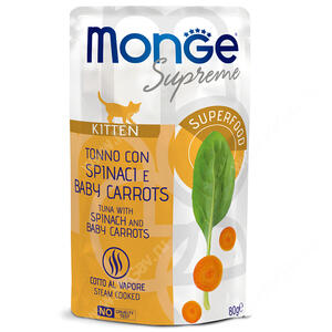 Пауч Monge Supreme Кitten для котят из из тунца со шпинатом и мини-морковью, 80 г