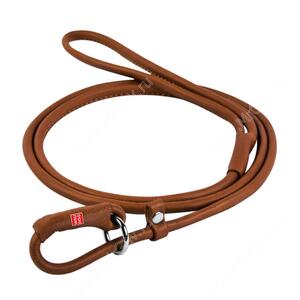 Поводок-удавка кожаный круглый Collar Glamour, 135 см*10 мм, коричневый