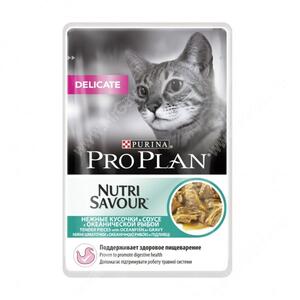 Pro Plan Delicate Cat (Океаническая рыба в соусе), пауч, 85 г