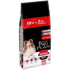 Pro Plan Medium Adult Sensitive Digestion (Ягненок с рисом), 14 кг АКЦИЯ 2 кг в подарок