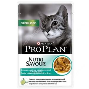 Pro Plan Sterilised Cat (Океаническая рыба в соусе), пауч, 85 г