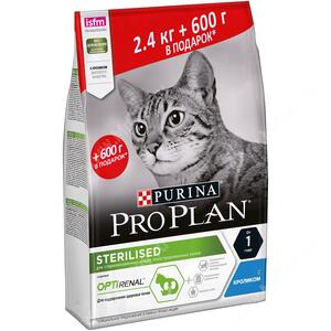 Pro Plan Sterilized Cat (Кролик), 3 кг АКЦИЯ 0,6 кг в подарок