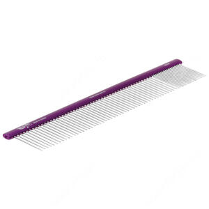 Расческа алюминиевая 25 см с овальной фиолет ручкой, зуб 3,4 см, Hello Pet 63255