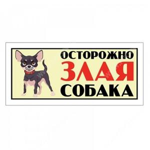 Табличка "Осторожно! Злая собака!", чихуахуа, 25 см*11,5 см